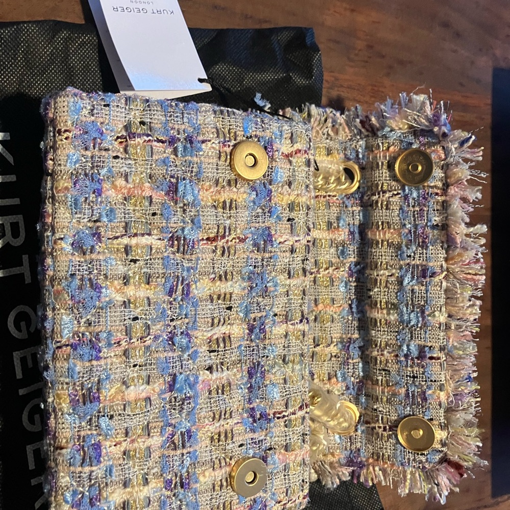 Kurt Geiger Multicolor Tweed Mini BRIXTON BAG with Gold Clasp NEW WITH TAGS - Picture 6 of 8